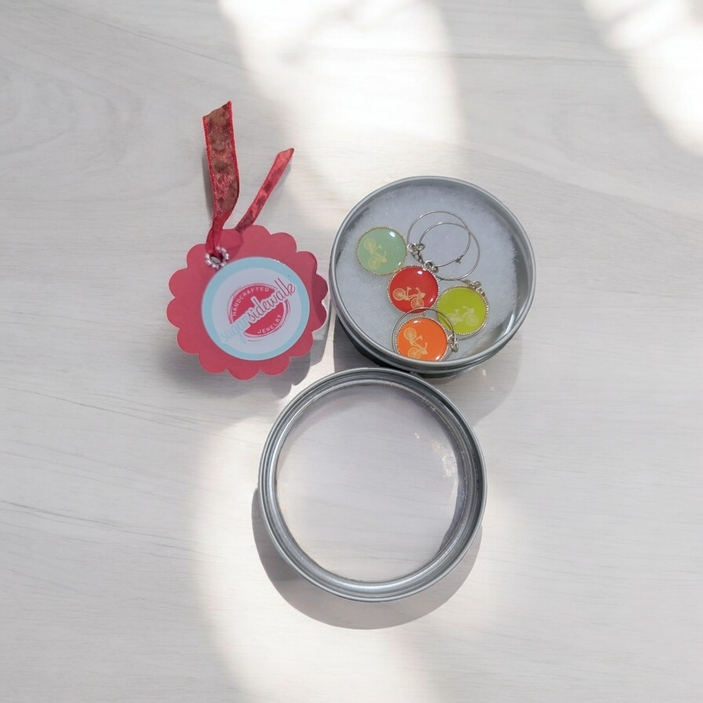 Set of Bikes Glass Wine Charms
